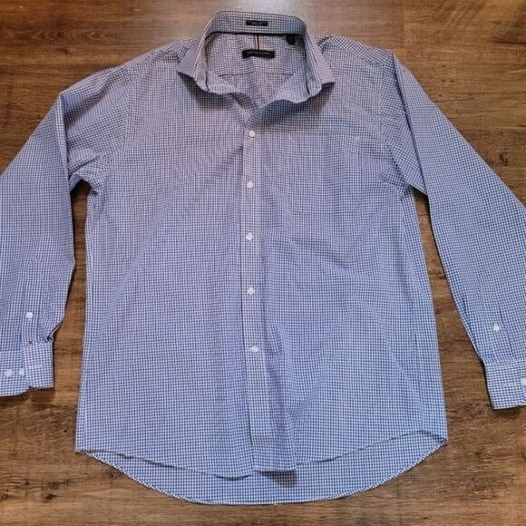 Men's Tommy Hilfiger Regular Fit Stretch Shirt Wrinkle Free Size Large 34 35 - Picture 2 of 9